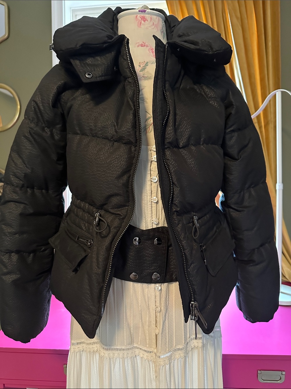 Burberry Black Quilted Puffer Jacket with High Collar